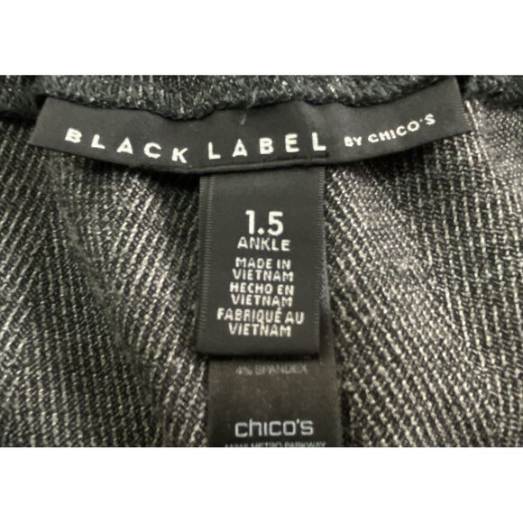 CHICO'S Women Black Label Pants Ankle Zip Elastic Waist Sz M Black Work 80-30 - Picture 12 of 16